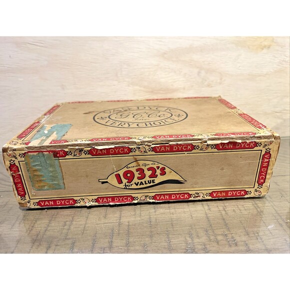 Van Dyck Cigar Box 1930s Tax Stamp General Cigar Co. Vintage Decor Antique - Picture 2 of 9